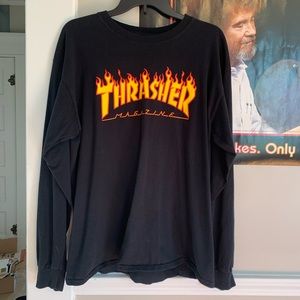 Black Long Sleeve Flame Thrasher T-Shirt